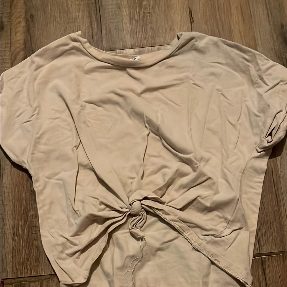 Casual Beige Knotted Women Top